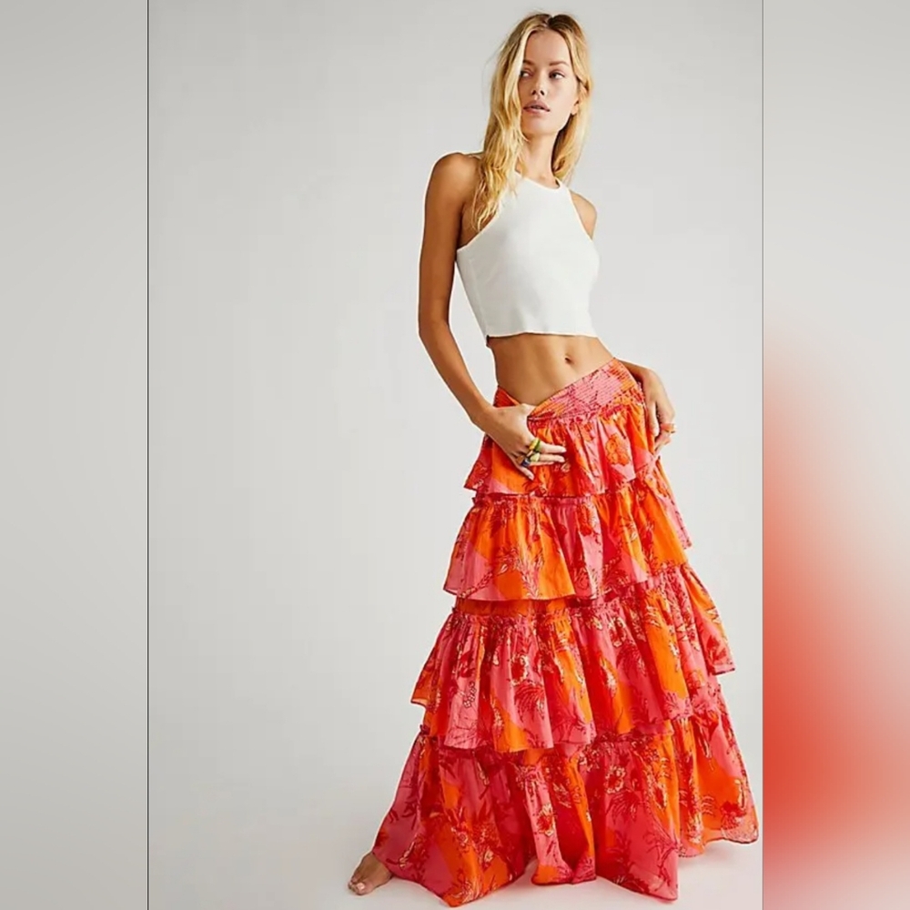 FREE PEOPLE Tropical Sunset Sawyer Maxi Skirt